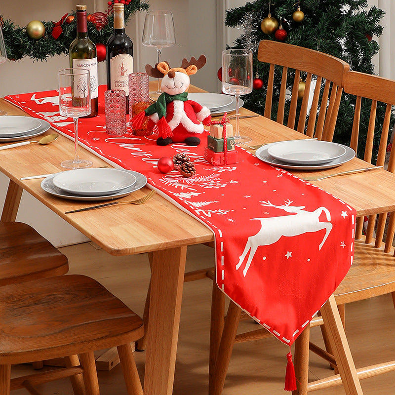 Wholesale Printed tassel table runner Christmas print table runner